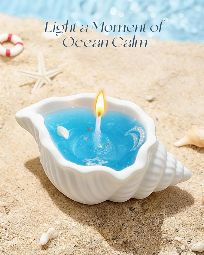 Ocean Spa Gifts for Women - 11pc Self-care Spa Gift Basket with Scented Candle, Bath Salt, Greeting Card - Thinking of You Basket for Her Birthday, Christmas, Mother's Day, Valentine's Day