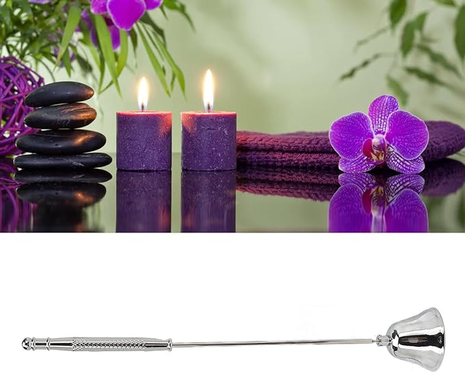 Candle Snuffer, Long Handle Stainless Steel Vintage Extinguisher for Scented Candles Silver Lightweight Wick Flame Stopper