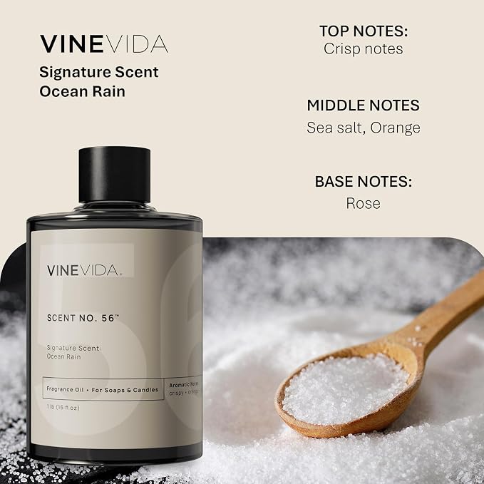 VINEVIDA [16oz] Ocean Rain Fragrance Oil for Candle Making and Soap Making - Premium Candle Scents for Soy Candles