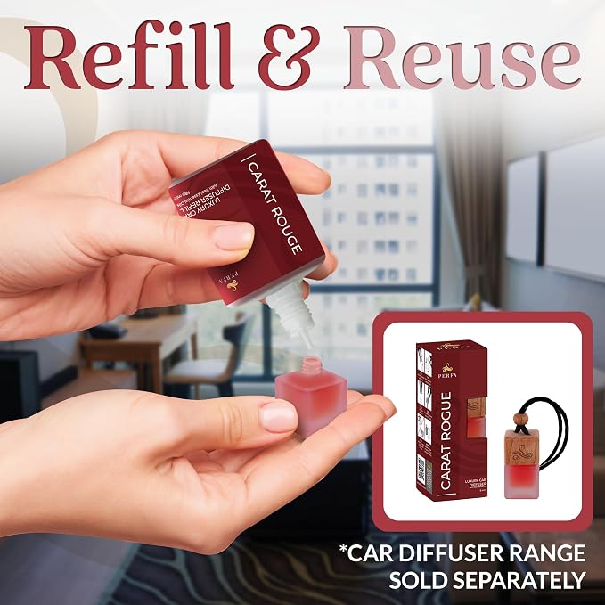 Inspired by Baraccart Car Freshener Scent For Women | Sweet Wood, White Floral, Clean Musk Scented Air Freshener | Long-Lasting Perfume Style Automotive Fragrance Oil Diffuser | Carat Rouge by Perfa