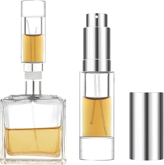 MUB Perfume Travel Refillable Atomizer Bottle 5ml Glass Overmolding Unique Top-Filling Leak-Proof Spray Bottle Atomizer Sprayer for Perfume Cologne Mini Travel Size Empty Pocket Portable (Clear)