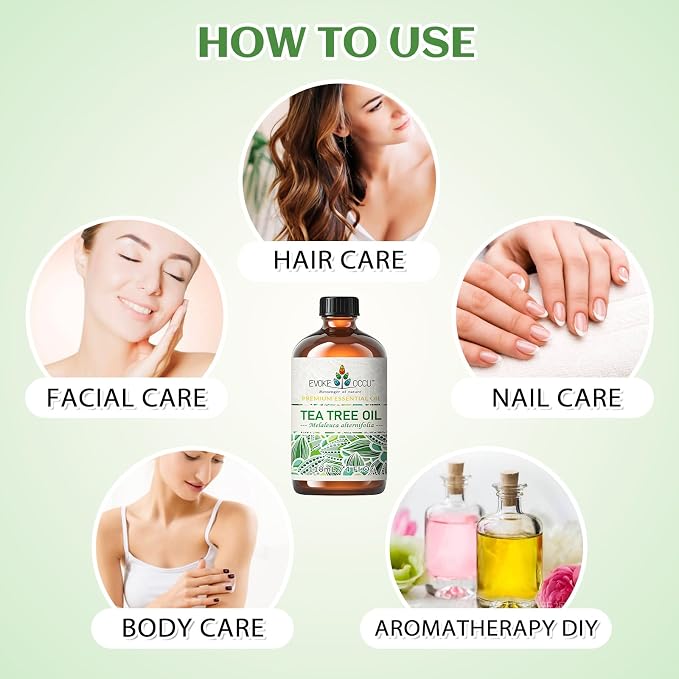 EVOKE OCCU Tea Tree Oil, for Skin, Face, Toenails, Add to Body Wash, Soap, Foot Soak - 4 FL Oz