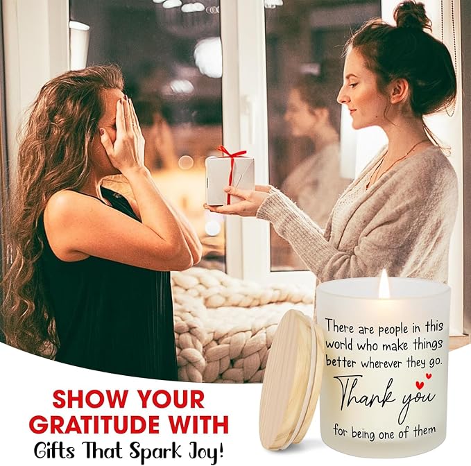 OASSIE Thank You Gifts for Women - Vanilla Lavender Candle 10 oz - Inspirational Teachers Day Birthday Retirement Nurse Week Teacher Appreciation Gifts for Women Friend Coworkers Boss Employees
