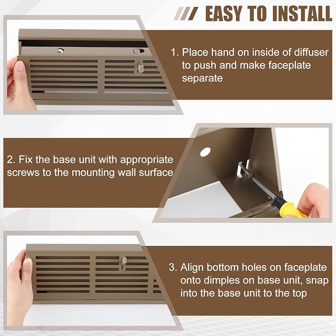 Yaocom 2 Pcs 18 Inch Baseboard Register Duct Opening Size Vent Covers for Home Floor Diffuser Wall Corner Baseboard Air Covers Floor Diffuser Including Screws Easy Installation(Brown,Stripes)