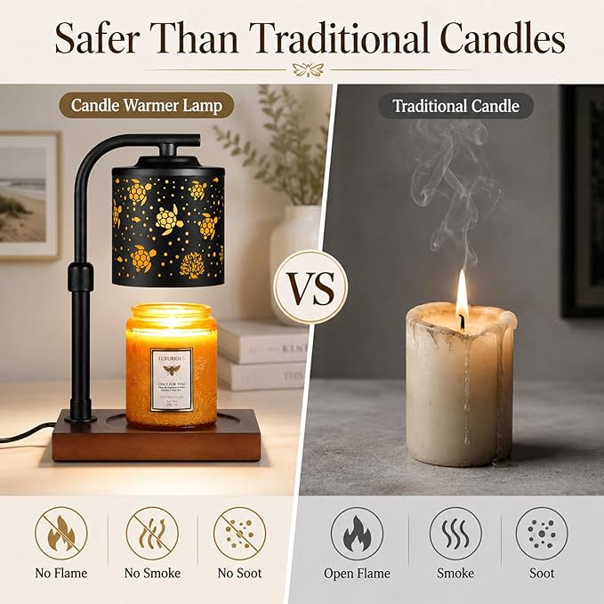 Candle Warmer Lamp with Adjustable Height Dimmable for New Home Decor Electric Candle Warmer for Jar Candles Birthday Gifts for Women Mom(Sea Turtle)