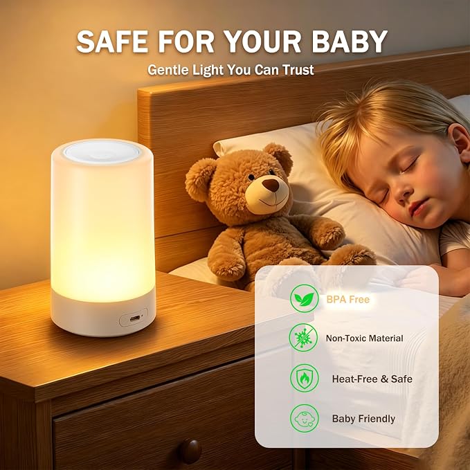 G Keni 2 Pack Baby Night Light for Nursery, Rechargeable Touch Night Light, Portable Bedside Lamp, Dimmable Nursing Light for Breastfeeding, Diaper Changes, Kids Room & Bedroom