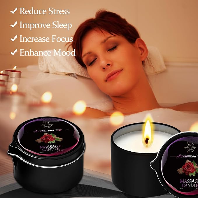 6 Pack Massage Candle Set, Low Temp Scented Massage Oil Candles, Soy & Coconut Oil Based Candles for Home Spa Relaxation
