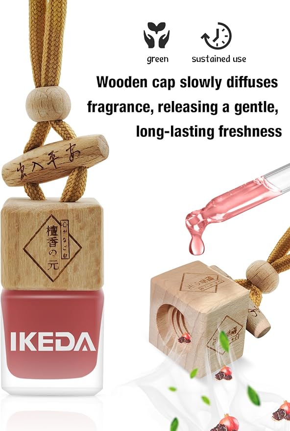 Ikeda Car Air Freshener: Hanging Car Smell Air Freshener | 10ml Hanging Car Perfume | Long Lasting Fragrance | Strong Scents Diffuser for Auto Home (Black pomegranate|Square)