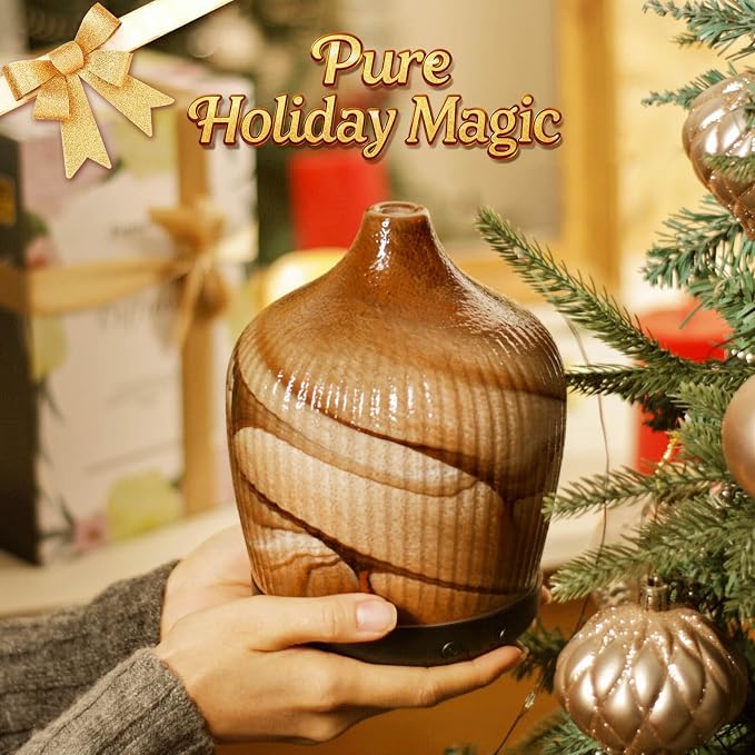 Porseme 280ml Essential Oil Diffuser, Ultrasonic Cool Mist Humidifier with Color Changing, Auto Shut-Off, 6-10 Running Hours, Aromatherapy Glass Diffusers for Home Bedroom, Office, Yoga (Deep Desert)