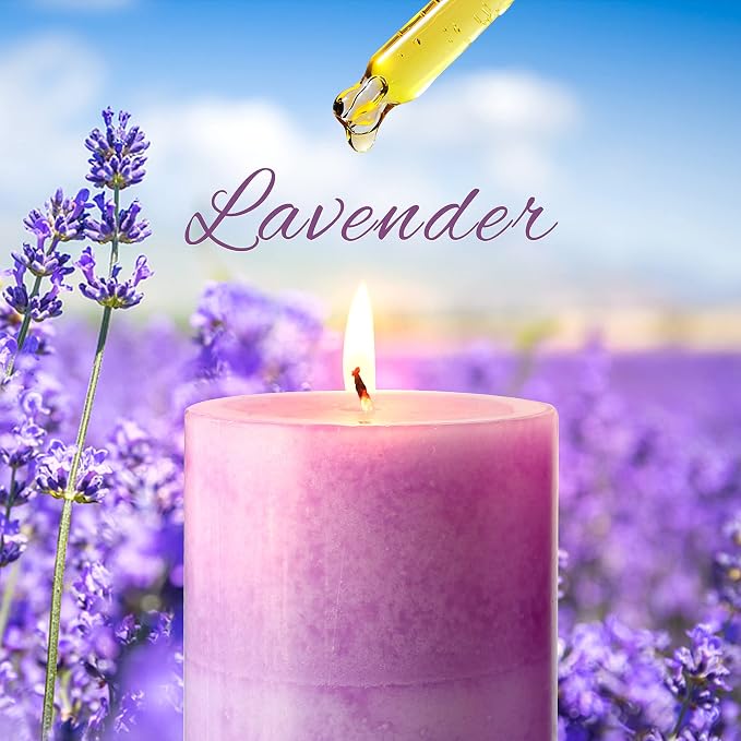 CRYSTAL CLUB Lavender Pillar Candles, Purple Aromatherapy Heritage Scented Candles, Clean Burning and Dripless Candle Lights, Tall 3X4 Inch Lavender Fragrance Candles for Home Décor