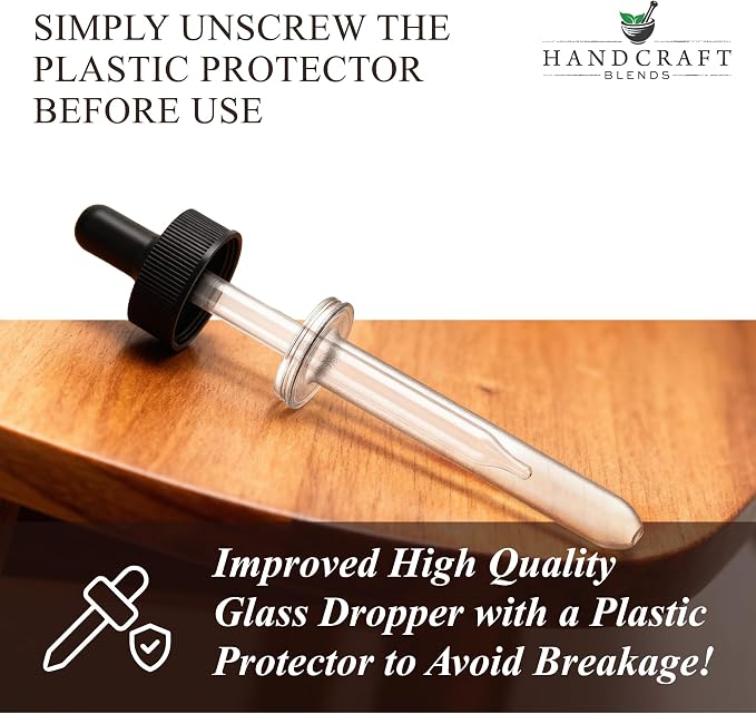 Handcraft Blends Glass Oil Dropper for 4 oz Bottles – With Plastic Protector – For Carrier Oils and Essential Oils Glass Bottles