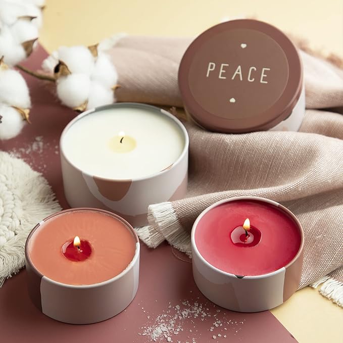 Hearth & Harbor Tin Candle Jars for Making Candles - DIY Candle Containers with Lids - Metal Candle Jars - Bulk Tins Storage for Candle - (12 Pieces) - (8 Ounces) - Abstract Shapes