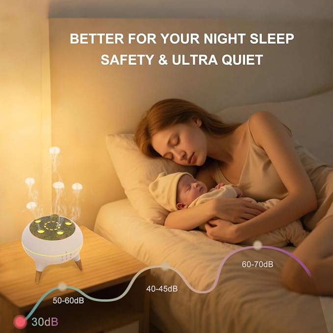 Jellyfish Essential Oil Diffuser, 5-Nozzle Ultrasonic Aromatherapy Humidifier with Sound-Reactive Mist, 250ml, 7-Color LED, Remote, 4H/8H Timer, Auto-Off for Home, Bedroom, Office
