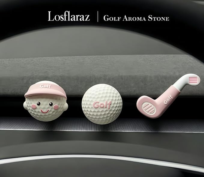 Golf Car Air Freshener Vent Clip Set (3 Pack), Plaster Diffuser, Cute Car Accessories (Essential Oil Not Included)