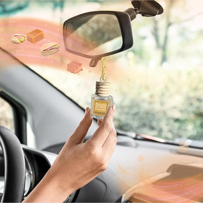 Car Air Freshener Diffuser, Pistachio Salted Caramel Aromatherapy, Natural Fragrance Oil, Long Lasting, by Bootleg Collection, Made in USA