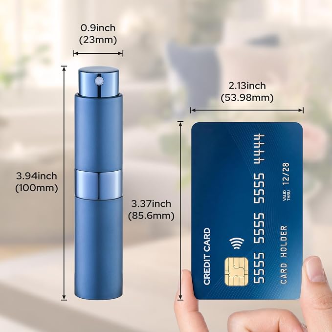 LISAPACK 8ML Atomizer Perfume Spray Bottle for Travel (3 PCS) Empty Cologne Dispenser, Portable Sprayer (Blue)