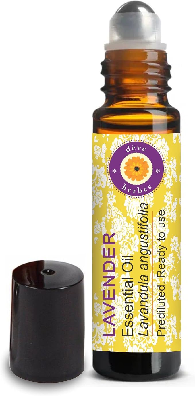 dève herbes Lavender Essential Oil (Lavandula angustifolia) Pre Diluted Ready to Use Roll-on Blend for Aroma and Topical Skin Application for Kids and Adults 10ml (0.33 oz)