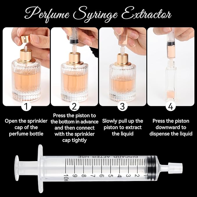 10pcs Perfume Refill Tool Kit,Plastic Perfume Dispenser Transfer Tools,Travel Refill Tool Set for Liquid Cologne Fragrance Sample Essential Oils (Golden, 10ml/10pcs)