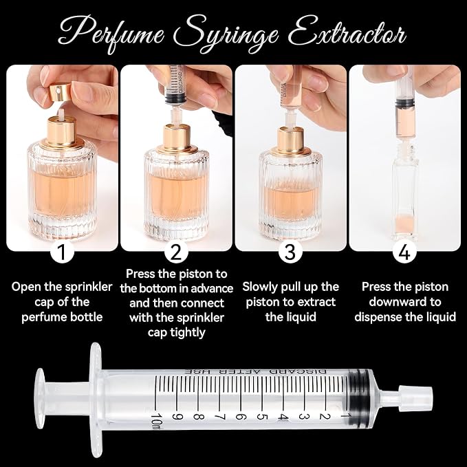 10pcs Perfume Refill Tool Kit,Plastic Perfume Dispenser Transfer Tools,Travel Refill Tool Set for Liquid Cologne Fragrance Sample Essential Oils (Clear, 10ml/10pcs)