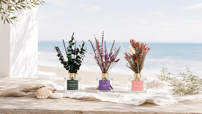 5.7 fl oz Pink Peony Reed Diffuser Set, Glass Bottle with Preserved Flowers, Natural Decoration for Bedroom,170ml, Friendship Gifts for Best Friends, Back to School Gift, Gift for Mom