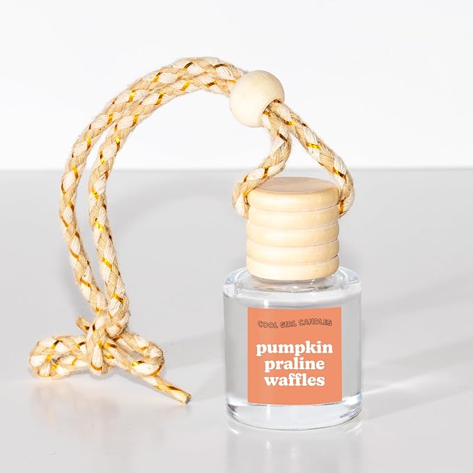 COOLGIRLCANDLES Pumpkin Praline Waffles Car Hanging Fragrance Oil Diffuser Car Air Freshener for Essential Oils, Long Lasting Automobile Diffuser Bottle
