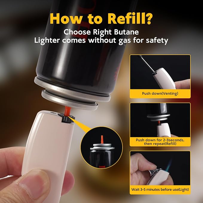 2 Pack Torch Lighter Butane Lighter,Refillable Mini Lighter for Candles Fireworks,Gifts for Friends Or Family Members(NO PREFILLED) (White)