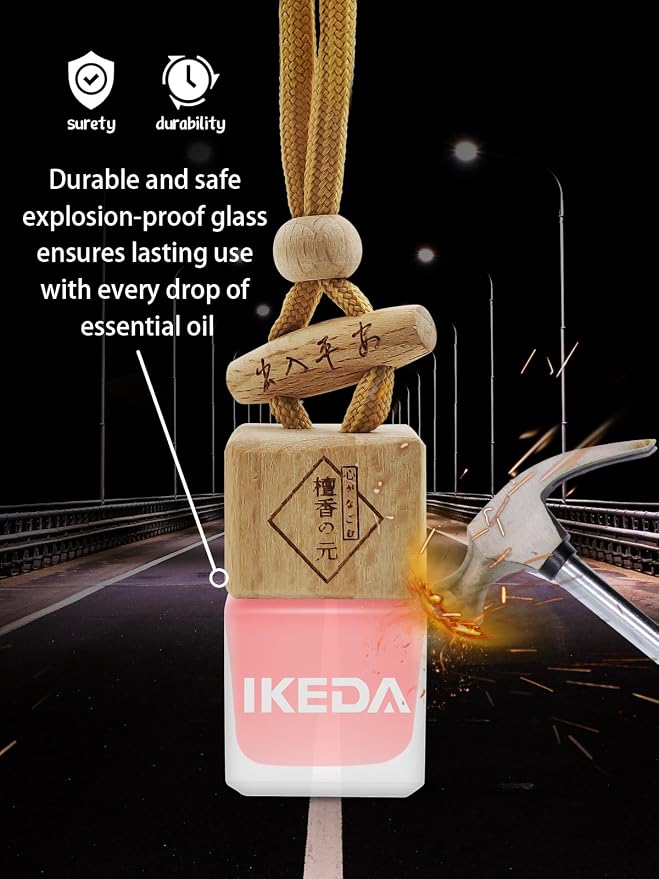 Ikeda Car Air Freshener: Hanging Car Smell Air Freshener | 10ml Hanging Car Perfume | Long Lasting Fragrance | Strong Scents Diffuser for Auto Home (Strawberry|Square)