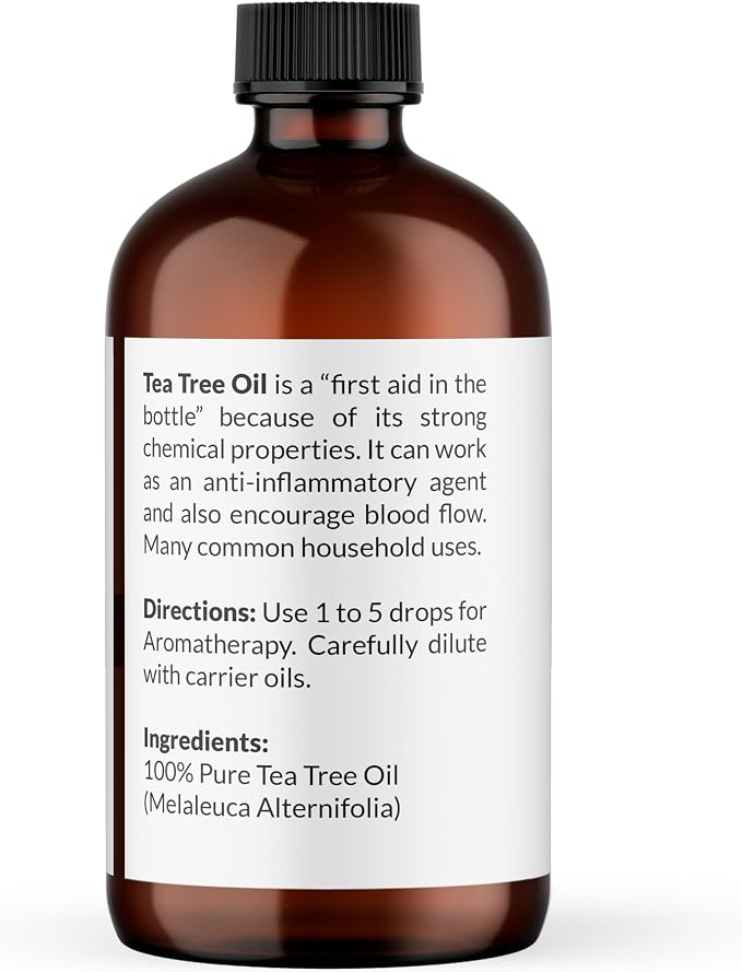 NaturoBliss Essential Oil with Glass Dropper - 100% Pure and Natural - Essential Oils for Diffuser, Aromatherapy, Soap and Candle Making, Tea Tree Essential Oil, Tea Tree Oil, 4 Fl Oz