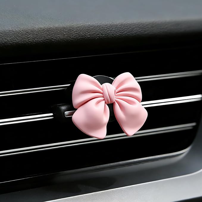 6 pcs Pink Bow Car Air Vent Clips Coquette Cute Girly Car Decor Accessories Interior Aesthetic Decorations Charm Stuff for Women Girl