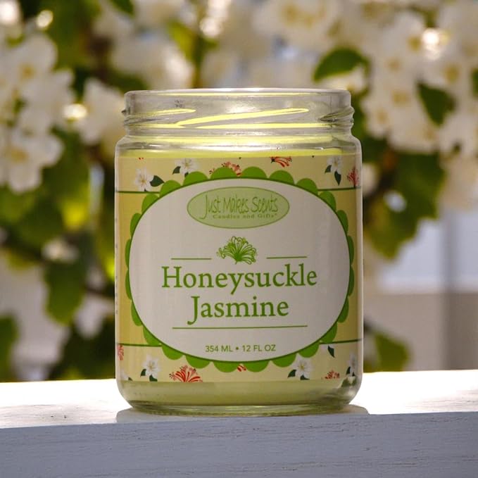 Honeysuckle Jasmine | Spring and Summer Floral Fragrance | Hand Poured in the USA by Just Makes Scents (12 oz)