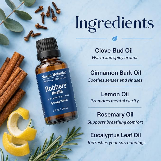 Robbers' Health Essential Oil Blend 30 ml - Immunity Boosting Thieves Oil - Natural Fighter Shield Against Impurities - Nexon Botanics