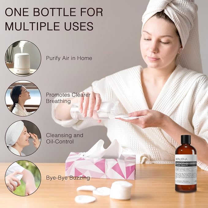 Lemongrass Essential Oil, 100% Natural & Pure Lemongrass Oil 100ML, Premium Grade Essential Oils Aromatherapy Scented Oils for Diffusers, Home Care, Skin, Laundry, Spray, Candle Soap Making