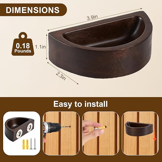 Carbonized Acacia Wood Sauna Aromatherapy Bowl, Sauna Oil Cup Sauna Oil Holder Essential Oil Fragrance Diffuser Bowl for Home Sauna and Steam Sauna, Easy-Clean Slow-Release Sauna Accessories