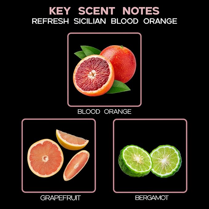 Refresh Sicilian Blood Orange Diffuser Oil - Luxury Essential Oils for Diffuser Refill & Air Freshener Room Spray - Natural Home Fragrance, Scented Oil for Diffusers, USA Made, 4oz