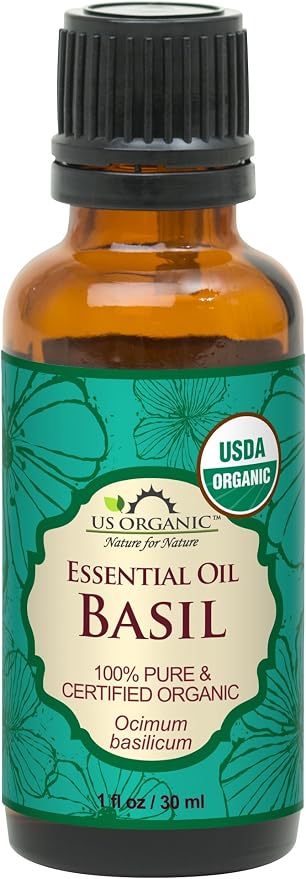 US Organic 100% Pure Basil Essential Oil - USDA Certified Organic, Steam Distilled W/Euro droppers (More Size Variations Available) (30 ml / 1 fl oz)