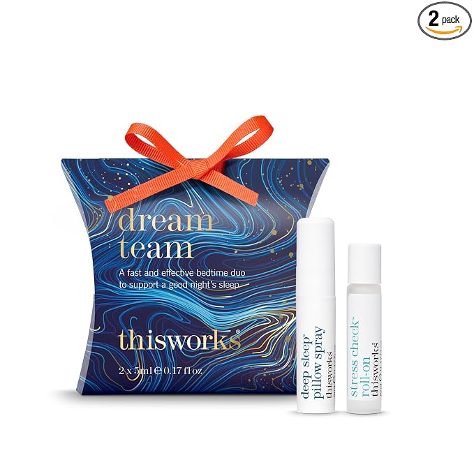 This Works Dream Team Bedtime Duo – Deep Sleep Pillow Spray 5ml & Stress Check Roll-On 5ml – Aromatherapy Gift Set with Lavender, Eucalyptus & Vetivert