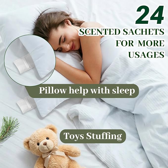 24 Packs Cedar Sachets for Drawers and Closets, Drawer Deodorizers Closet Freshener Scented Sachets with 10 Hanging Bags Home Fragrance, Long Lasting