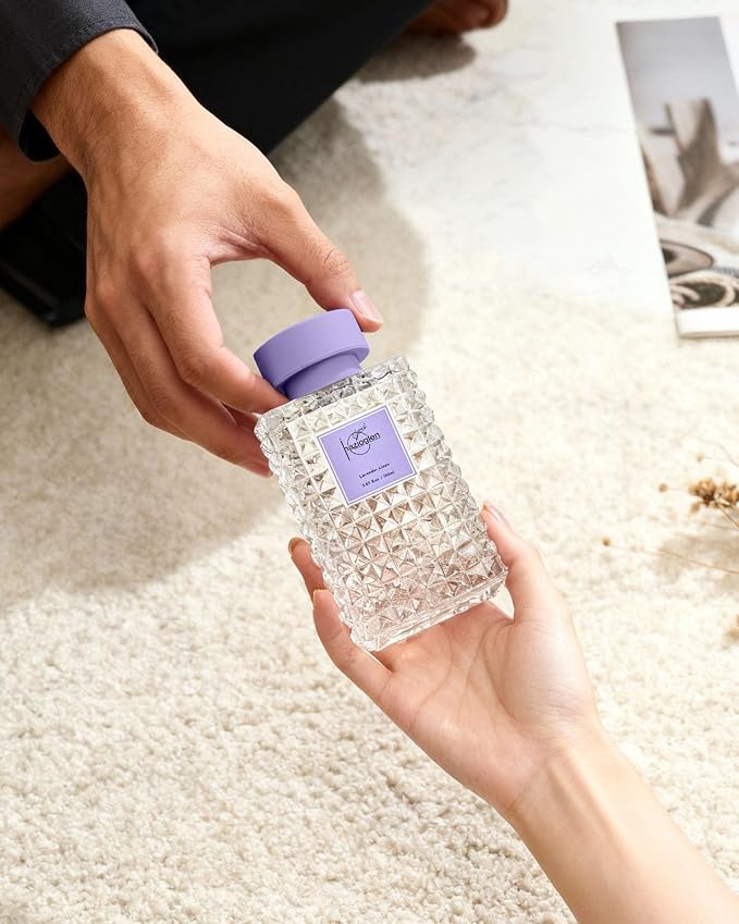 Reed Diffuser Set, Lavender Linen Scented Home Fragrance Air Freshener for Bathroom Shelf Decor, 5.07 fl oz/150ml Essential Oil with Sticks
