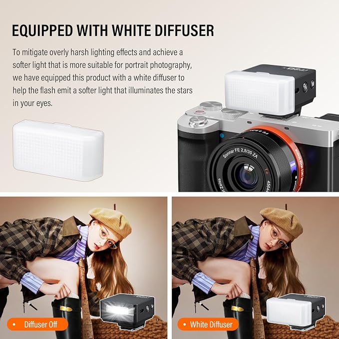 GODOX IT20 F Ultra-Compact TTL Mini Flash for Fuji,700+Flashes ＆ 1.5s Recycling 45g Lightweight USB-C Charging,White Diffuser ＆ Magnetic Color Filter(Black)