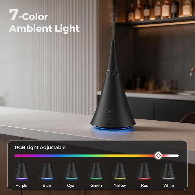 Waterless Scent Diffuser, House Scent Machine, 2000 Sq.Ft of Coverage, 100ml Large Capacity Aromatherapy Machine, Quiet,Ambient Light,Metal,Commercial for Home Large Room, Office