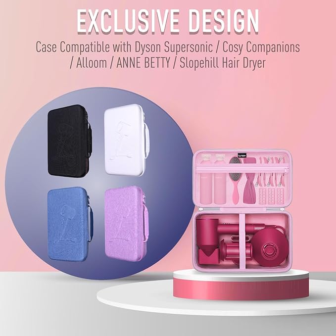 L LTGEM Hair Dryer Case Compatible with Dyson Supersonic Hair Dryer, Laifen SE/SE Lite, Slopehill 1902, Cosy Companions ZCY883, Wavytalk Blow Dryer Cases, Blow Dryer Storage Cases, Black(Case Only)