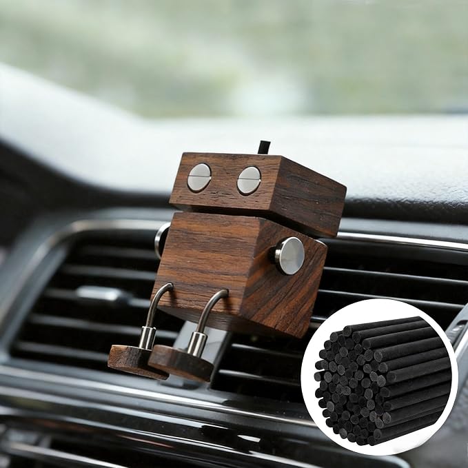 50 Pack Replacement Scent Sticks for Car Air Diffuser - 4.5cm Natural Walnut Wood Diffuser Refill Sticks for Essential Oil Absorption, Refillable Replacement for Wooden Man Aroma Freshener Accessory