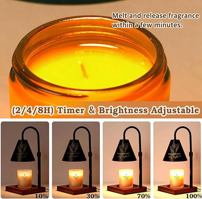 Modern Candle Warmer Lamp with Timer, My Person My Light, Couple Anniversary Valentines Day Gifts for Men Women, Adjustable&Dimmable Candle Lamp Warmer, Black Candle Warmer, Vintage Home Decor