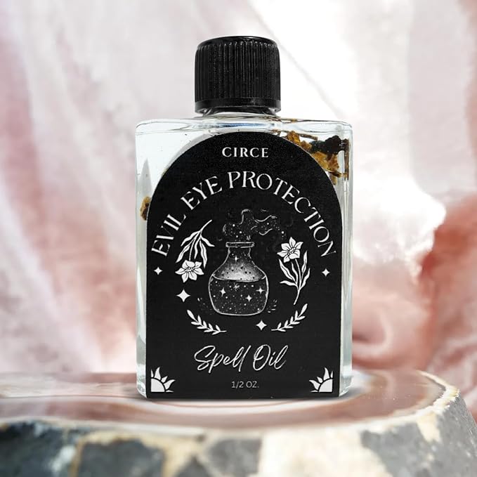CIRCE Evil Eye Protection Spell Oil - Energy Protection & Defensive Layer - Add to Bath, Use in Rituals, Wear as Fragrance to Align w/Desires- Coconut Oil, Rosemary, Rue, and Hyssop. - 1/2oz