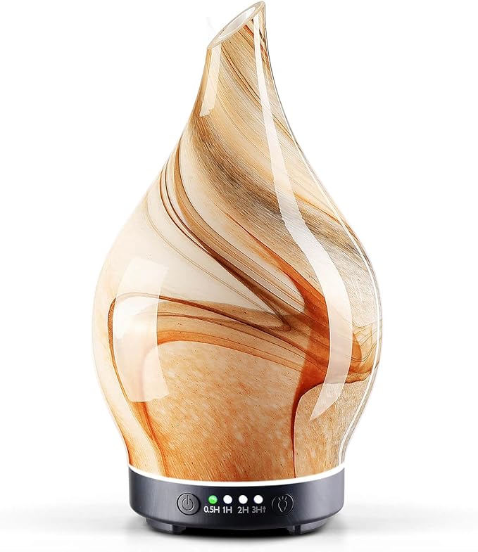 Porseme 150ml Essential Oil Diffuser Glass Color Changing Aroma Air Diffusers Aromatherapy Ultrasonic Cool Mist Humidifier 6 Running Hours Waterless Auto-Off for Sleeping Yoga Office Spa (Jupiter)