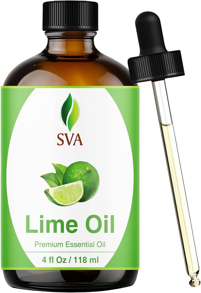 SVA Lime Essential Oil – 4 Fl Oz - for Diffuser, Skin & Hair Care – Ideal for Massage & DIY Blends - with Dropper
