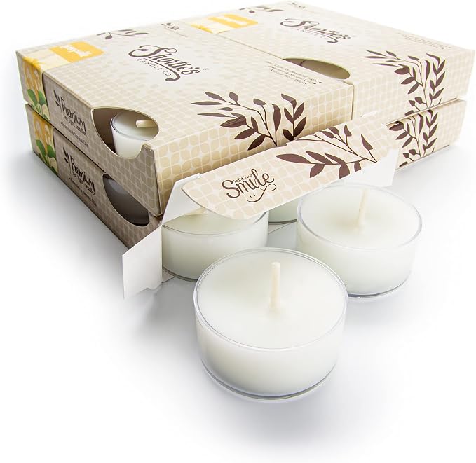 Pure Honeysuckle Premium Tealight Candles Bulk Pack - Highly Scented with Essential & Natural Oils - 24 White Tea Lights - Beautiful Candlelight - Made in the USA - Flower & Floral Collection