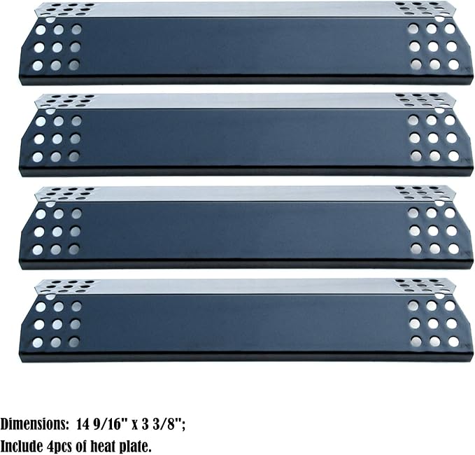 Parts DP129 (4-Pack) Porcelain Steel Heat Shield/Heat Plates 14 9/16 x 3 3/8" Replacement for Sunbeam, Nexgrill, Grill Master, Charbroil, Kitchen Aid, Members Mark, Uberhaus Gas Grills
