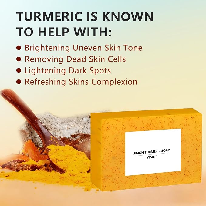 Turmeric Soap Bar - Handmade Lemon & Ginger Soap Bar, 100% Natural Brightening for Dull Skin, Antioxidant Face & Body Soap, Outdoor Home Use, Fit All Skin Type 4.1 oz