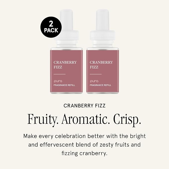 Pura Smart Home Scent Refill - Long-Lasting Premium Fragrance per Refill - Clean Diffuser Fragrance for Home, Office & Apartment - 2 Pack, Cranberry Fizz
